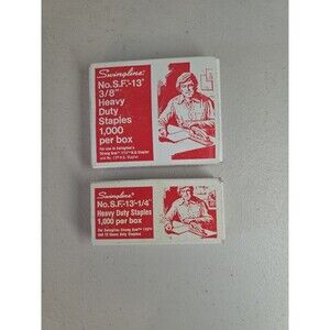 Vintage Swingline No. S.F. 13- 3/8” and 1/4" Heavy Duty Staples Box - Open/Used